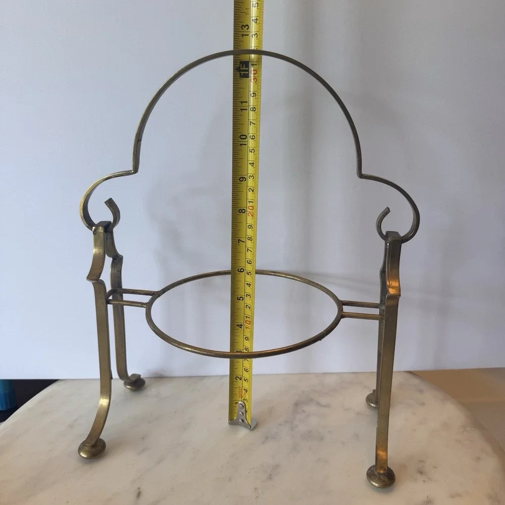 LE Smith Amber Glass Moon & Stars Pedestal / Bowl ~ Brass Arch Holder Stand